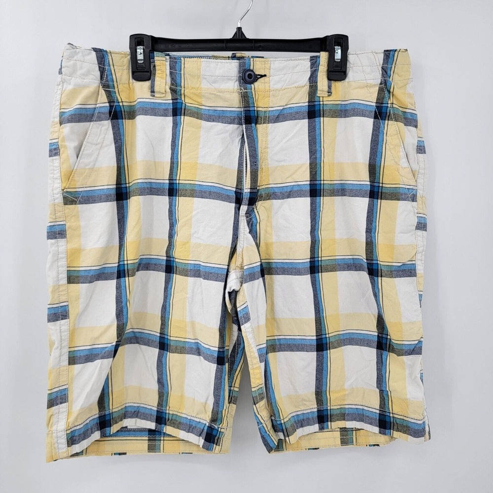 Aeropostale Men's Size 38 Chino Shorts Plaid Yellow Blue Casual Travel